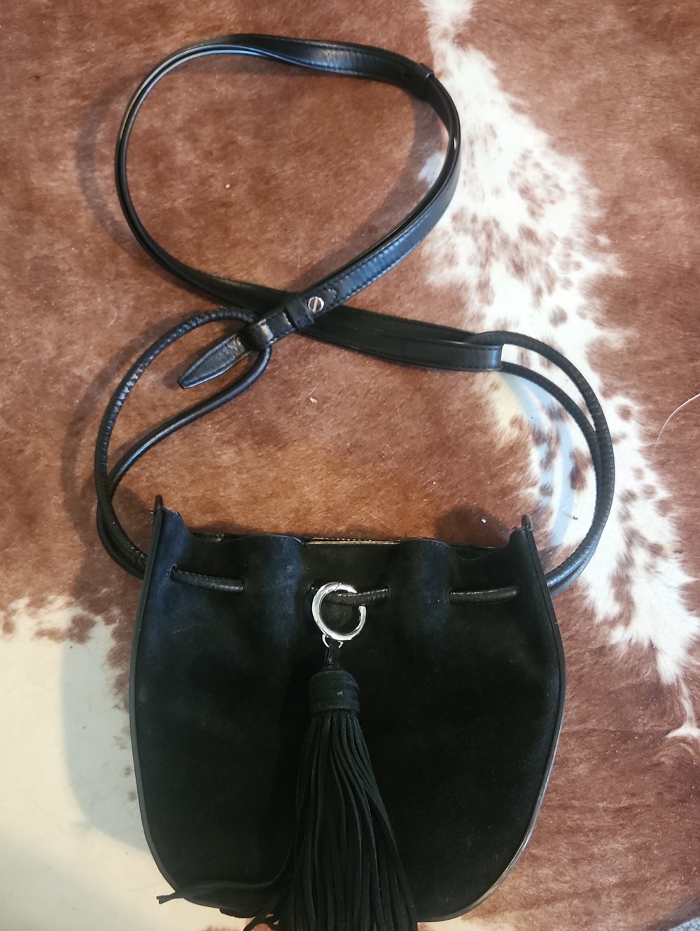 Rebecca Minkoff Black Suede Tassel Crossbody Bag
